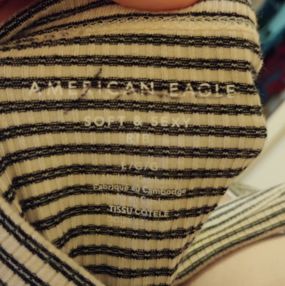 American Eagle Ribbed Tank Top Striped Soft and Sexy Shirt - Picture 3 of 6